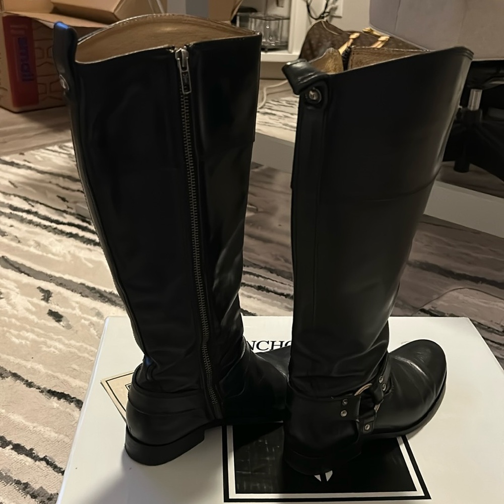 Frye tall black leather riding boot!